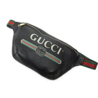 Gucci Web Logo Belt Bag Black Grain Calf Skin Leather
