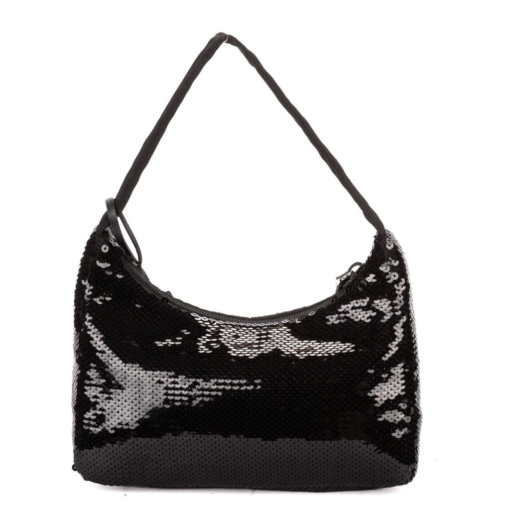 Prada Re Edition Sequinned Mini Bag Black White Nylon Embellished with Sequinsa — view 5