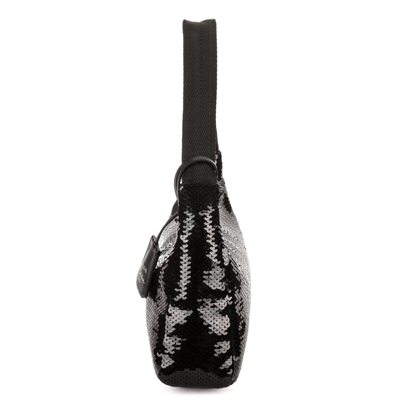 Prada Re Edition Sequinned Mini Bag Black White Nylon Embellished with Sequinsa — view 3