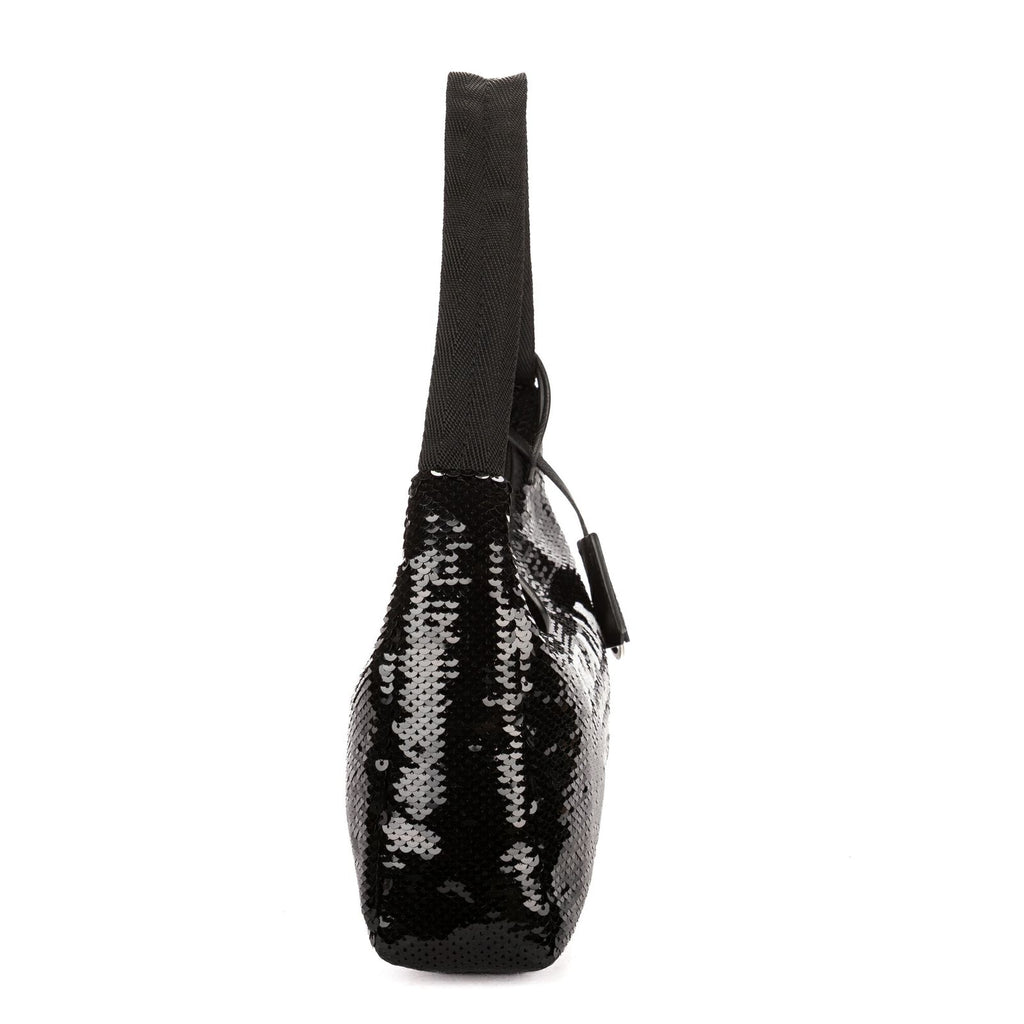 Prada Re Edition Sequinned Mini Bag Black White Nylon Embellished with Sequinsa — view 4