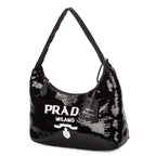 Prada Re Edition Sequinned Mini Bag Black White Nylon Embellished with Sequinsa — view 2
