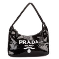 Prada Re Edition Sequinned Mini Bag Black White Nylon Embellished with Sequinsa