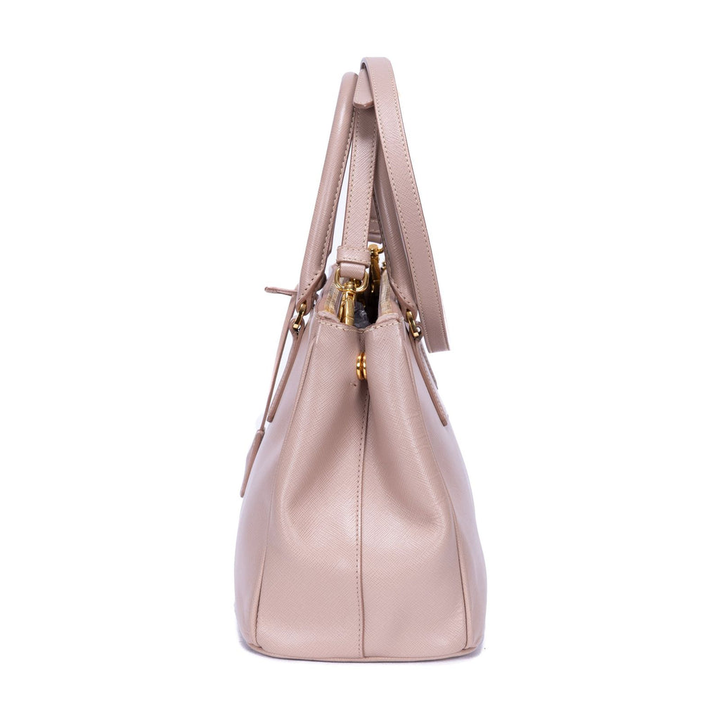 Prada la the Double Zip Galleria Tote Pink Saffiano Luxe Leather — view 3
