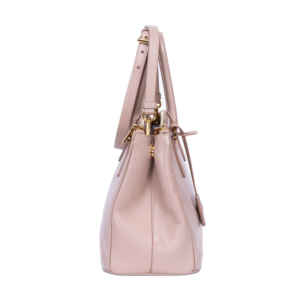 Prada la the Double Zip Galleria Tote Pink Saffiano Luxe Leather — view 4