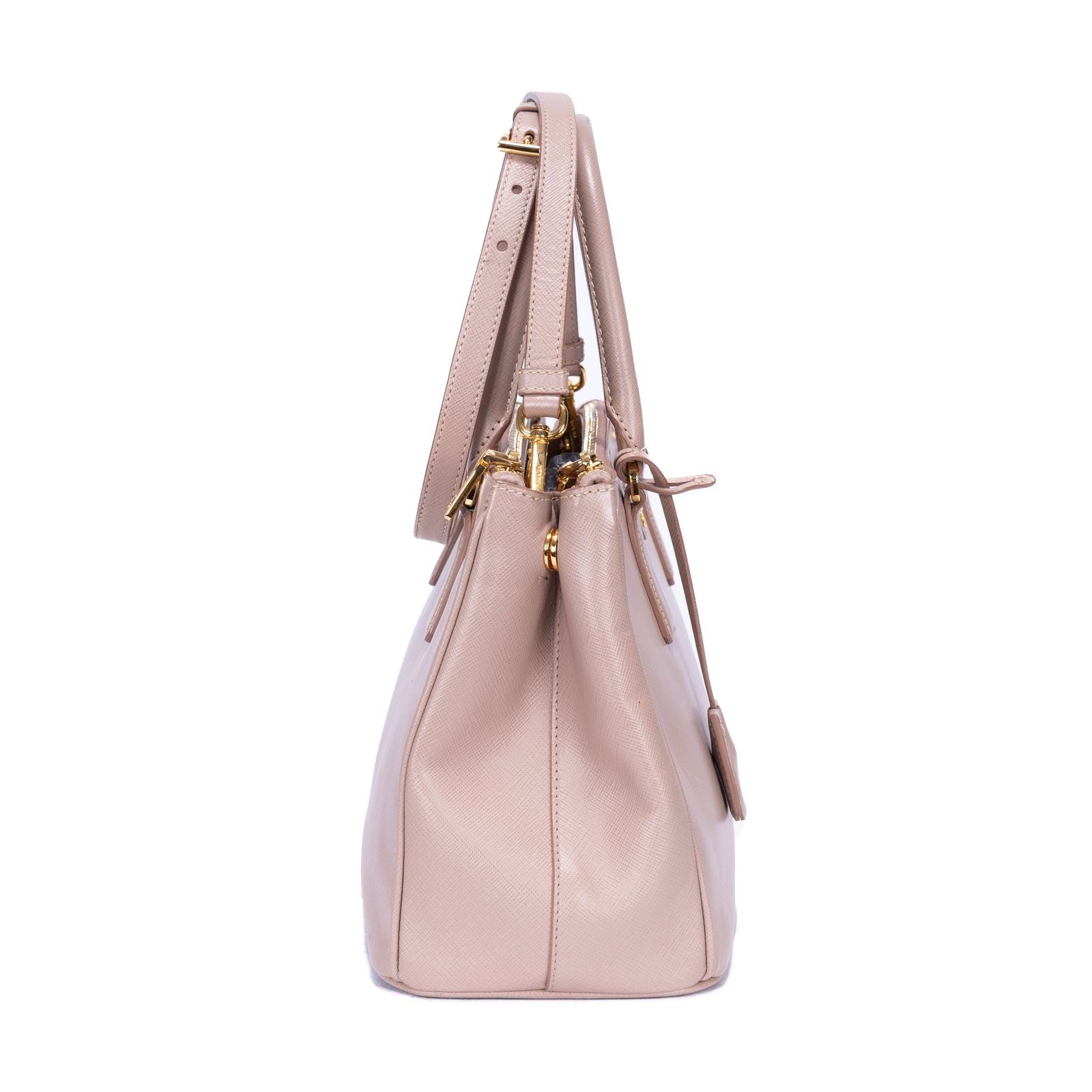 Prada la the Double Zip Galleria Tote Pink Saffiano Luxe Leather — view 4