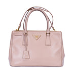 Prada la the Double Zip Galleria Tote Pink Saffiano Luxe Leather