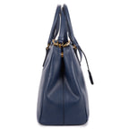 Prada Large Double Zip Galleria Tote Navy Saffiano Leather — view 4