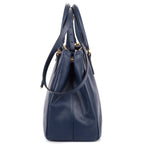 Prada Large Double Zip Galleria Tote Navy Saffiano Leather — view 3
