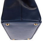 Prada Large Double Zip Galleria Tote Navy Saffiano Leather — view 7