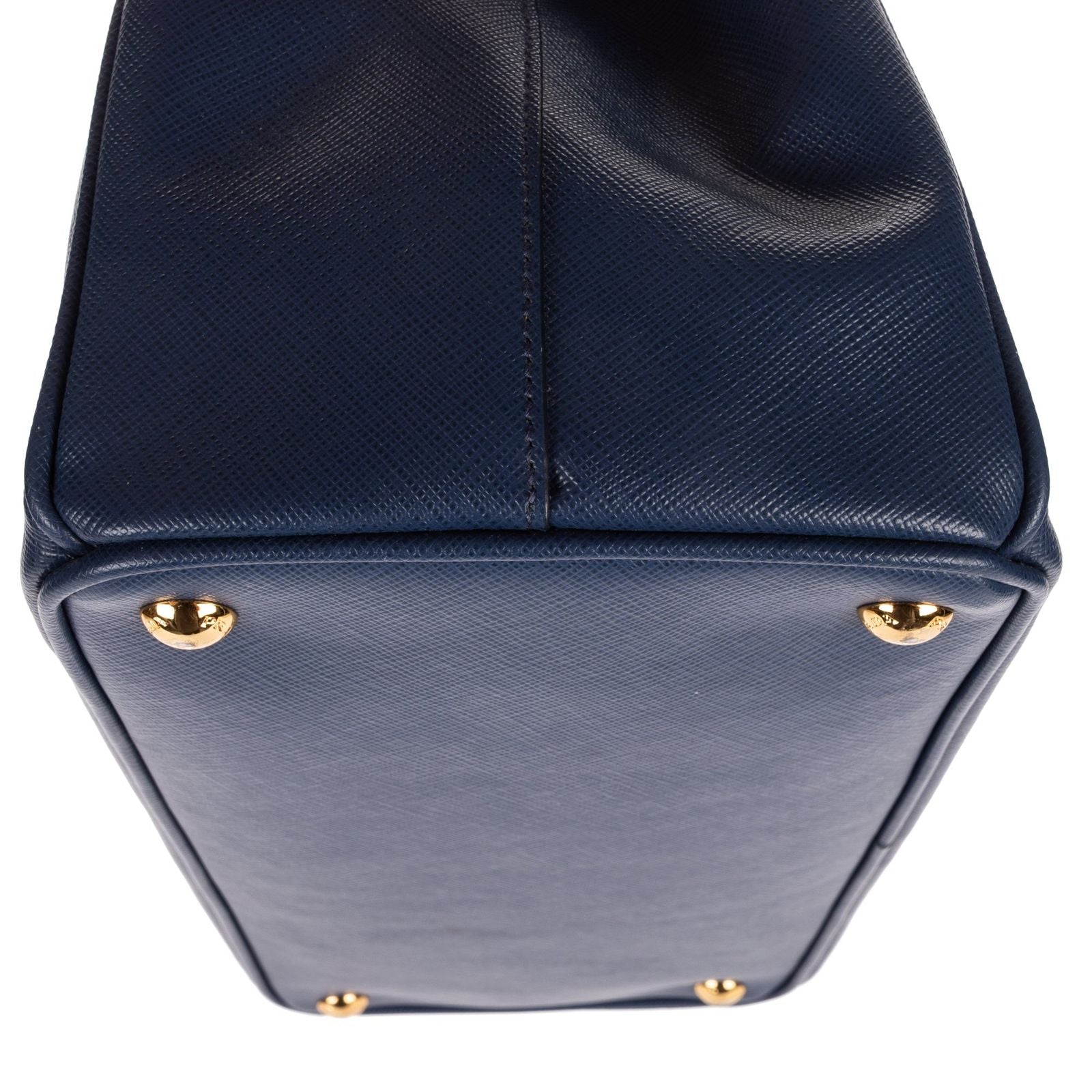 Prada Large Double Zip Galleria Tote Navy Saffiano Leather — view 7