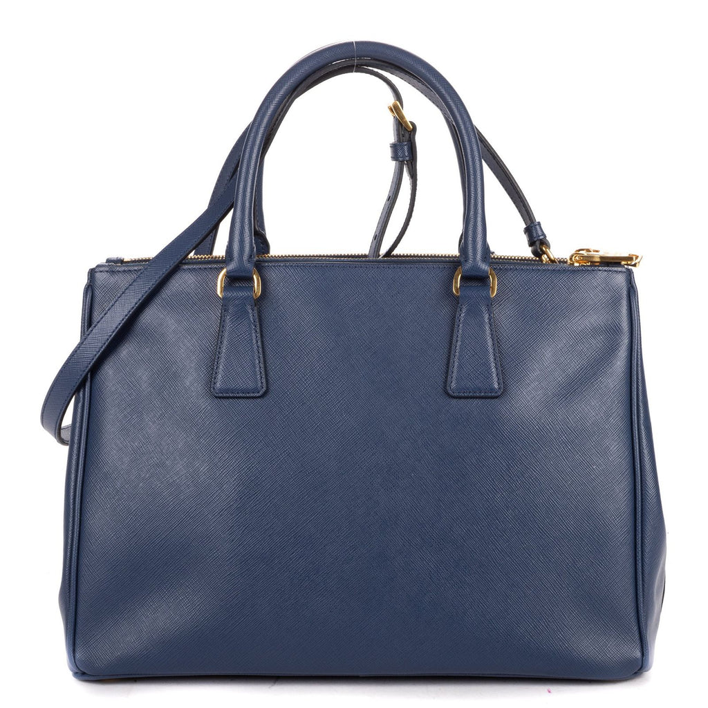 Prada Large Double Zip Galleria Tote Navy Saffiano Leather — view 5