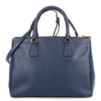Prada Large Double Zip Galleria Tote Navy Saffiano Leather — view 5