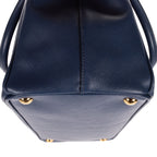 Prada Large Double Zip Galleria Tote Navy Saffiano Leather — view 8