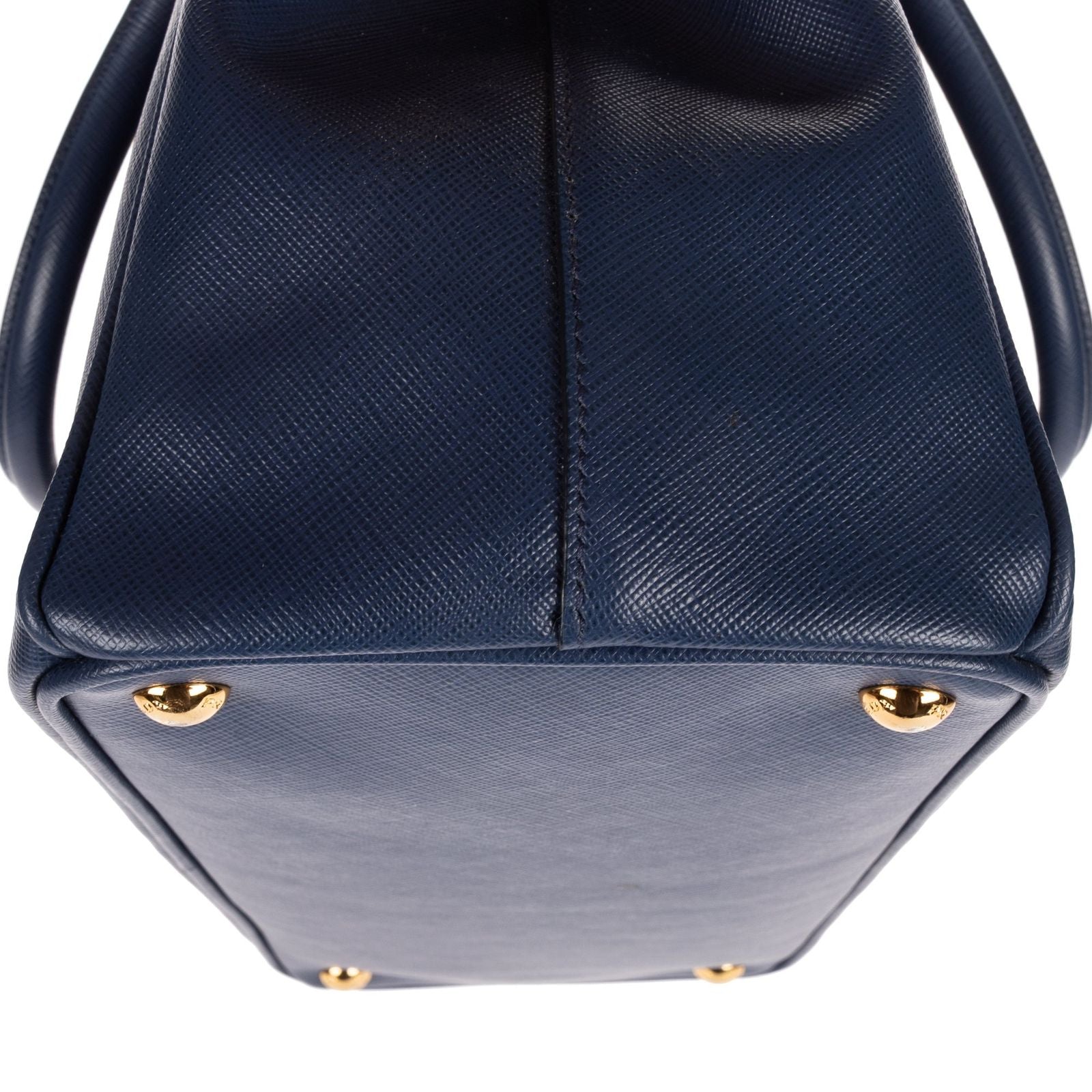 Prada Large Double Zip Galleria Tote Navy Saffiano Leather — view 8
