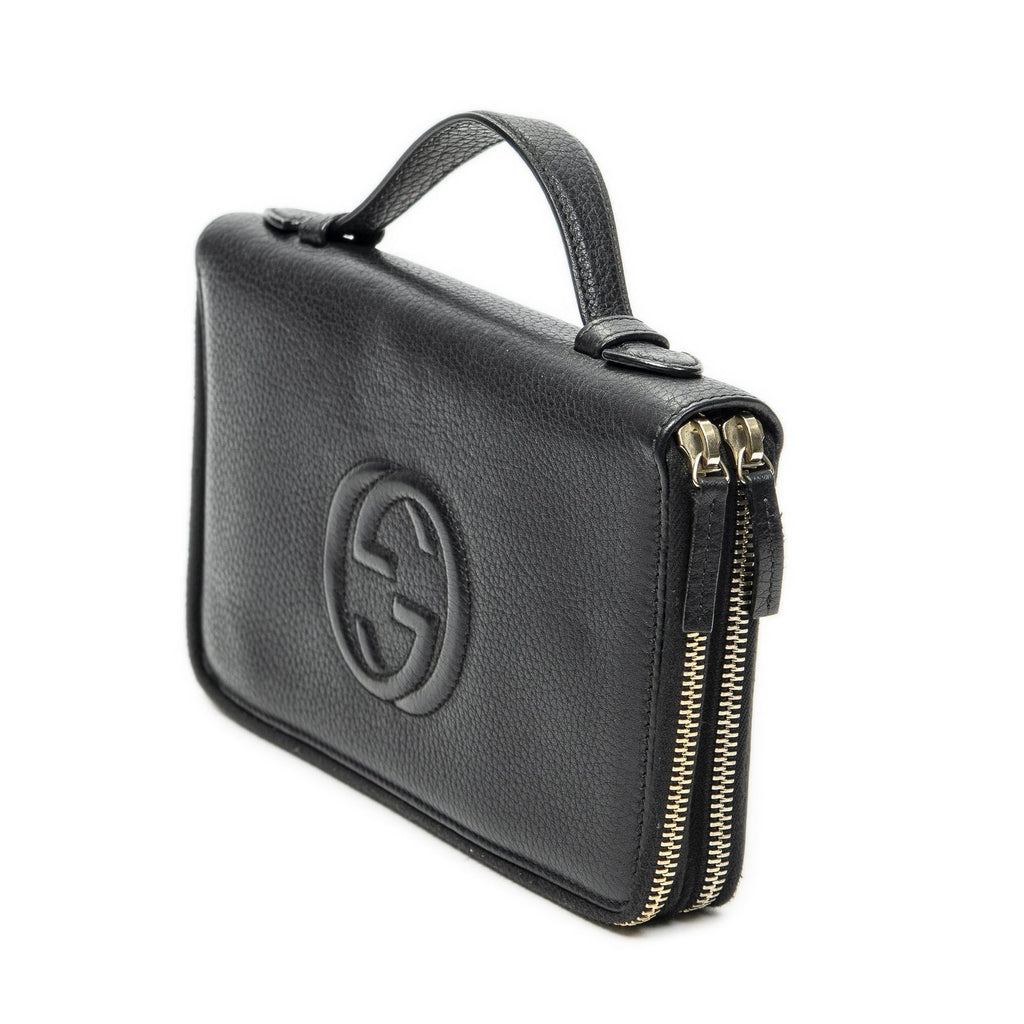 Gucci Soho Travel Document Case Black Calfskin Leather Handbag — view 2