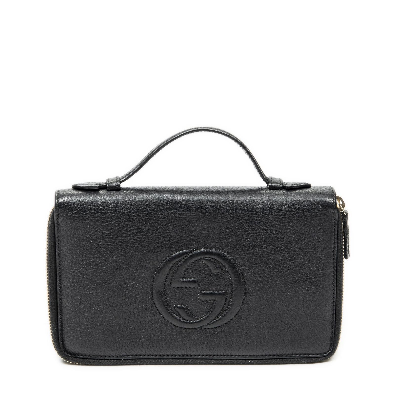 Gucci Soho Travel Document Case Black Calfskin Leather Handbag