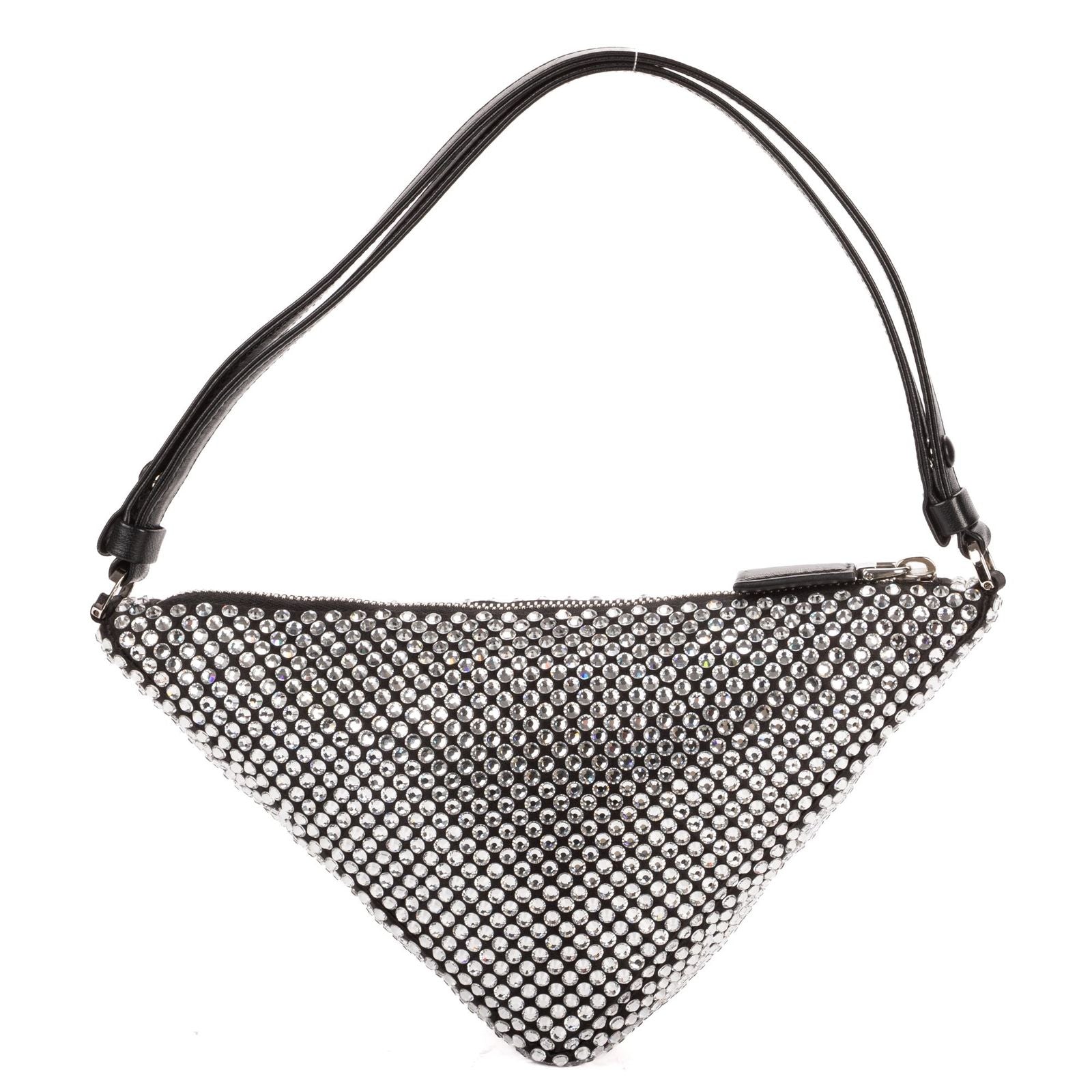Prada Sac Triangle Black Silver Crystal Embellishments Nylona Shoulder — view 5