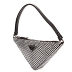 Prada Sac Triangle Black Silver Crystal Embellishments Nylona Shoulder — view 2
