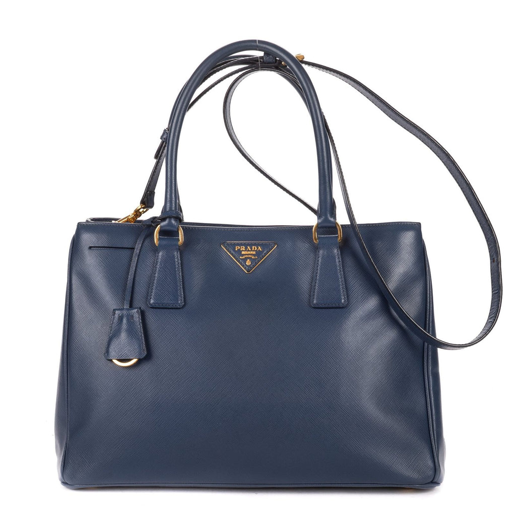 Prada Midi Amgarda Tote Navy Saffiano Leather