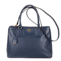 Prada Midi Amgarda Tote Navy Saffiano Leather