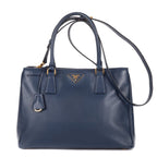 Prada Midi Amgarda Tote Navy Saffiano Leather