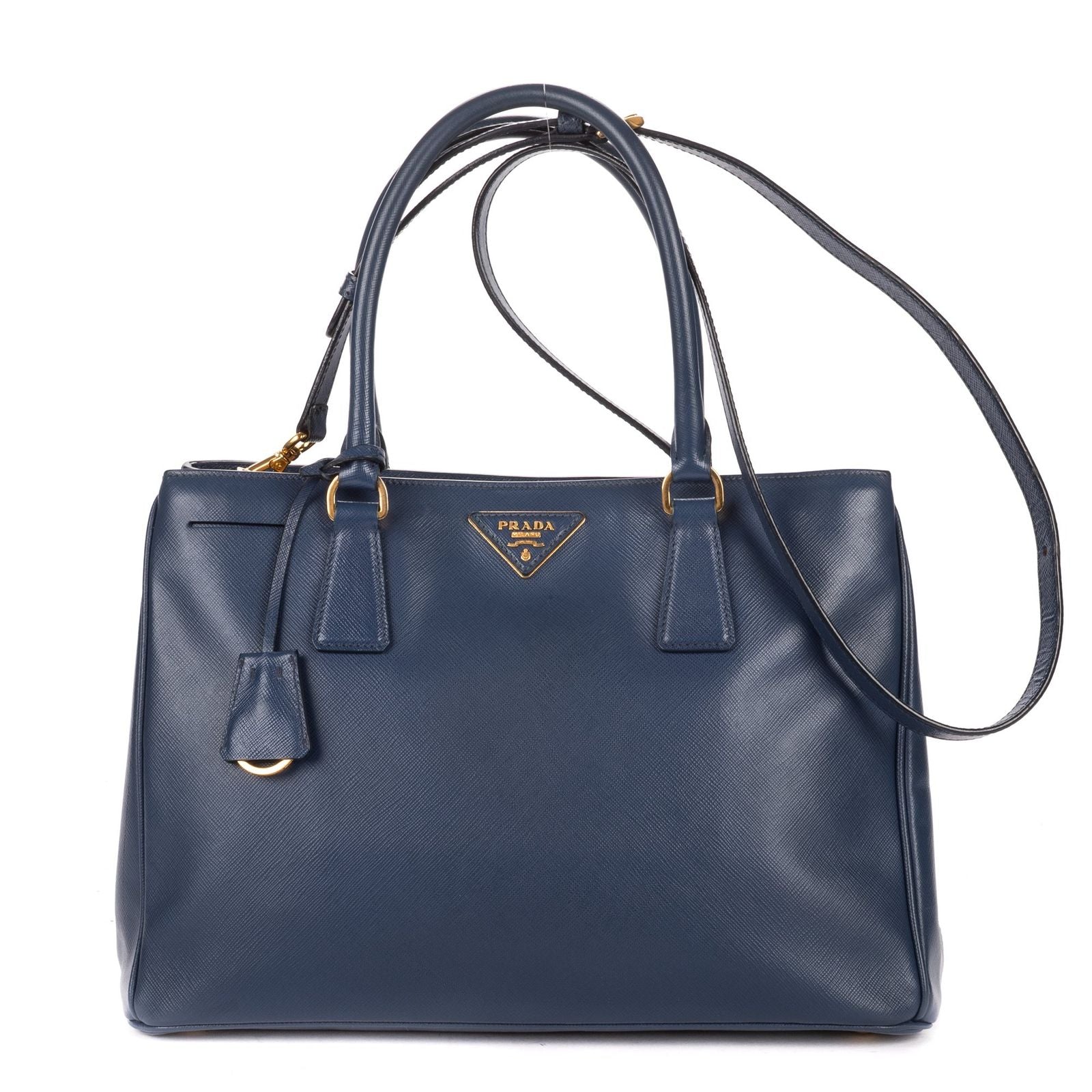 Prada Midi Amgarda Tote Navy Saffiano Leather