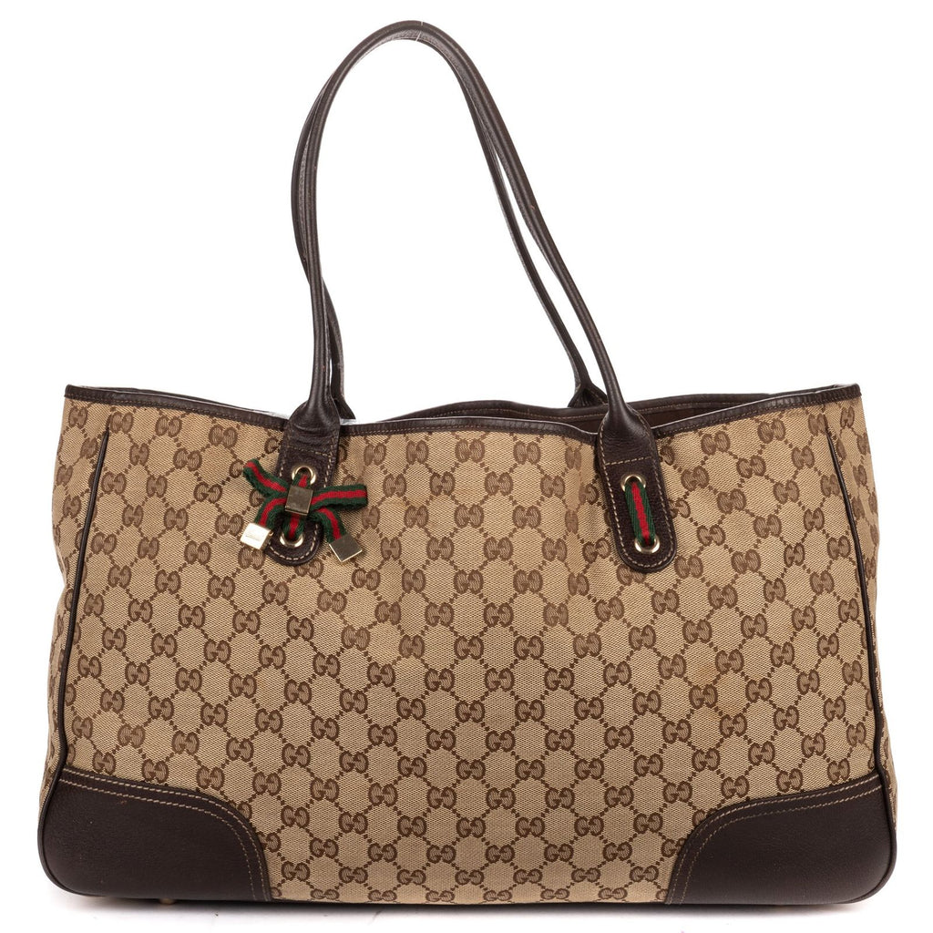 Gucci la the Web Princy Tote Beige Cu Brown GG Canvas