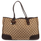 Gucci la the Web Princy Tote Beige Cu Brown GG Canvas