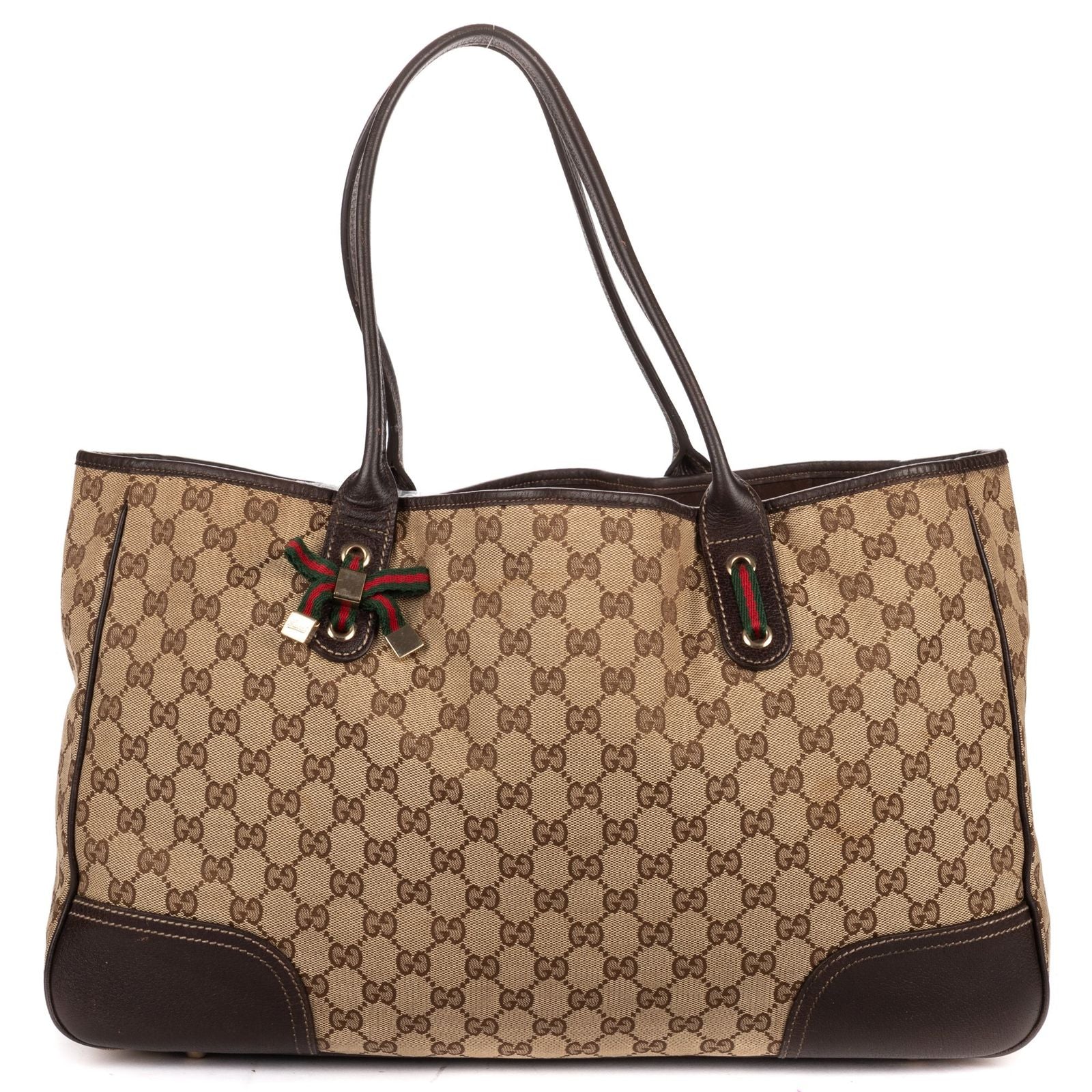 Gucci la the Web Princy Tote Beige Cu Brown GG Canvas