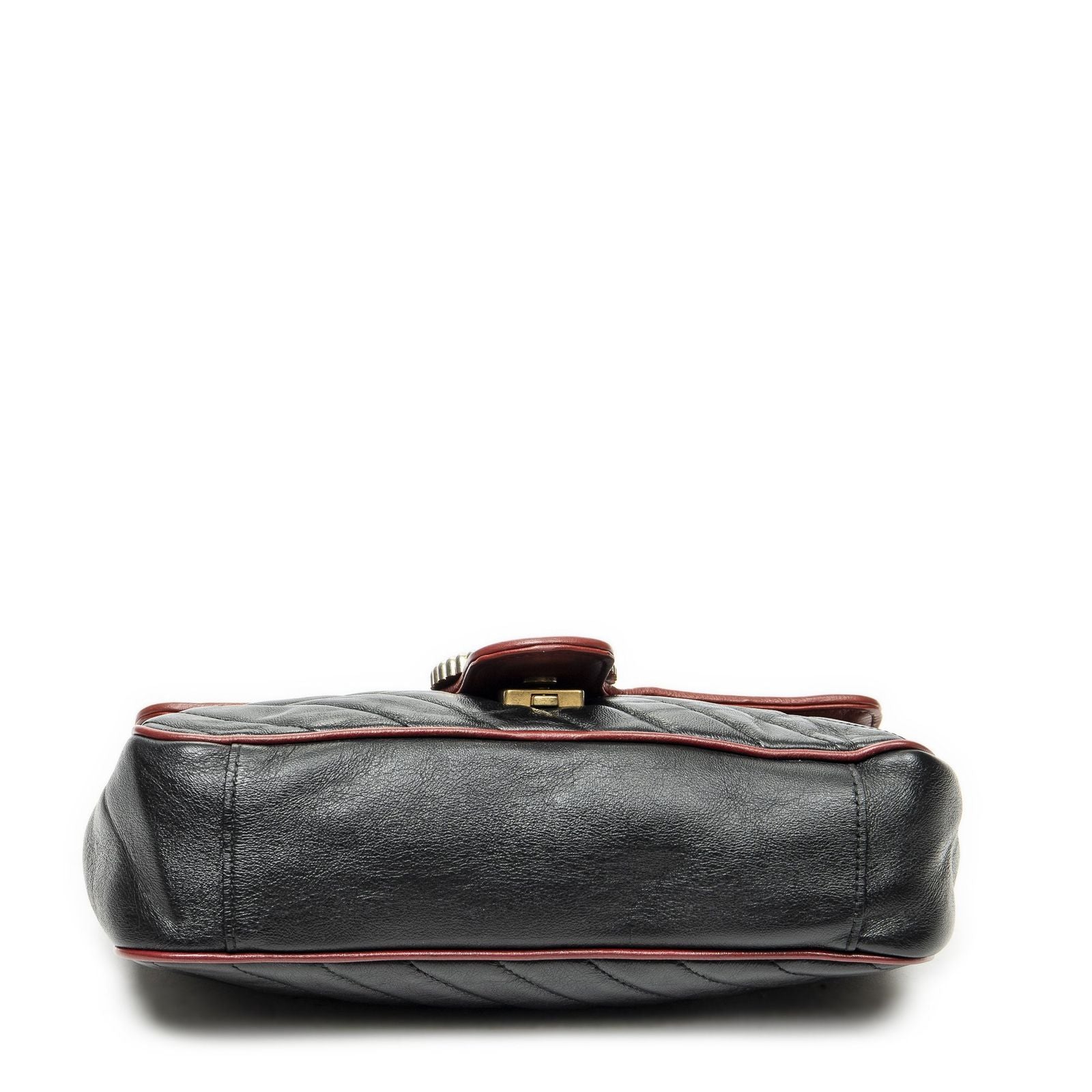 Gucci Small GG Marmont Flap Black Red Matelasse Calfskin — view 6