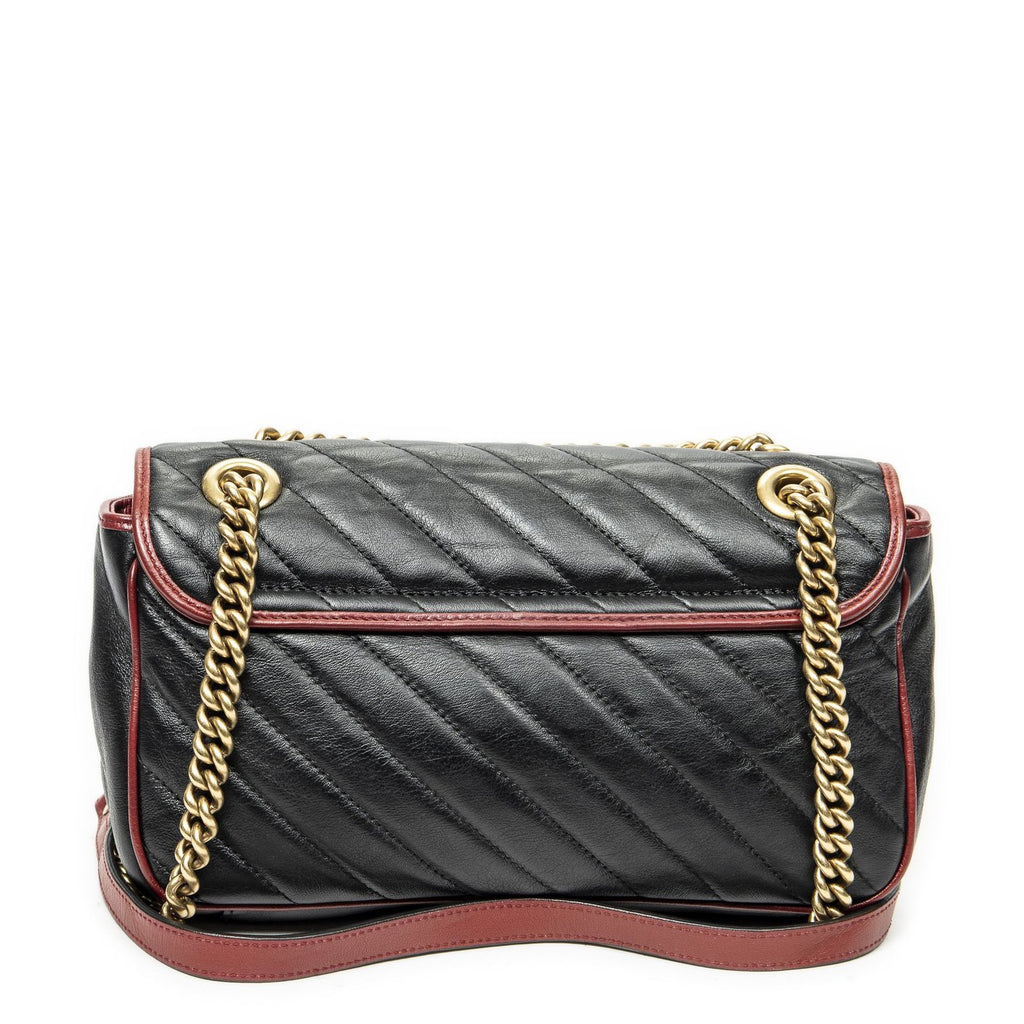 Gucci Small GG Marmont Flap Black Red Matelasse Calfskin — view 5