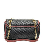 Gucci Small GG Marmont Flap Black Red Matelasse Calfskin — view 5