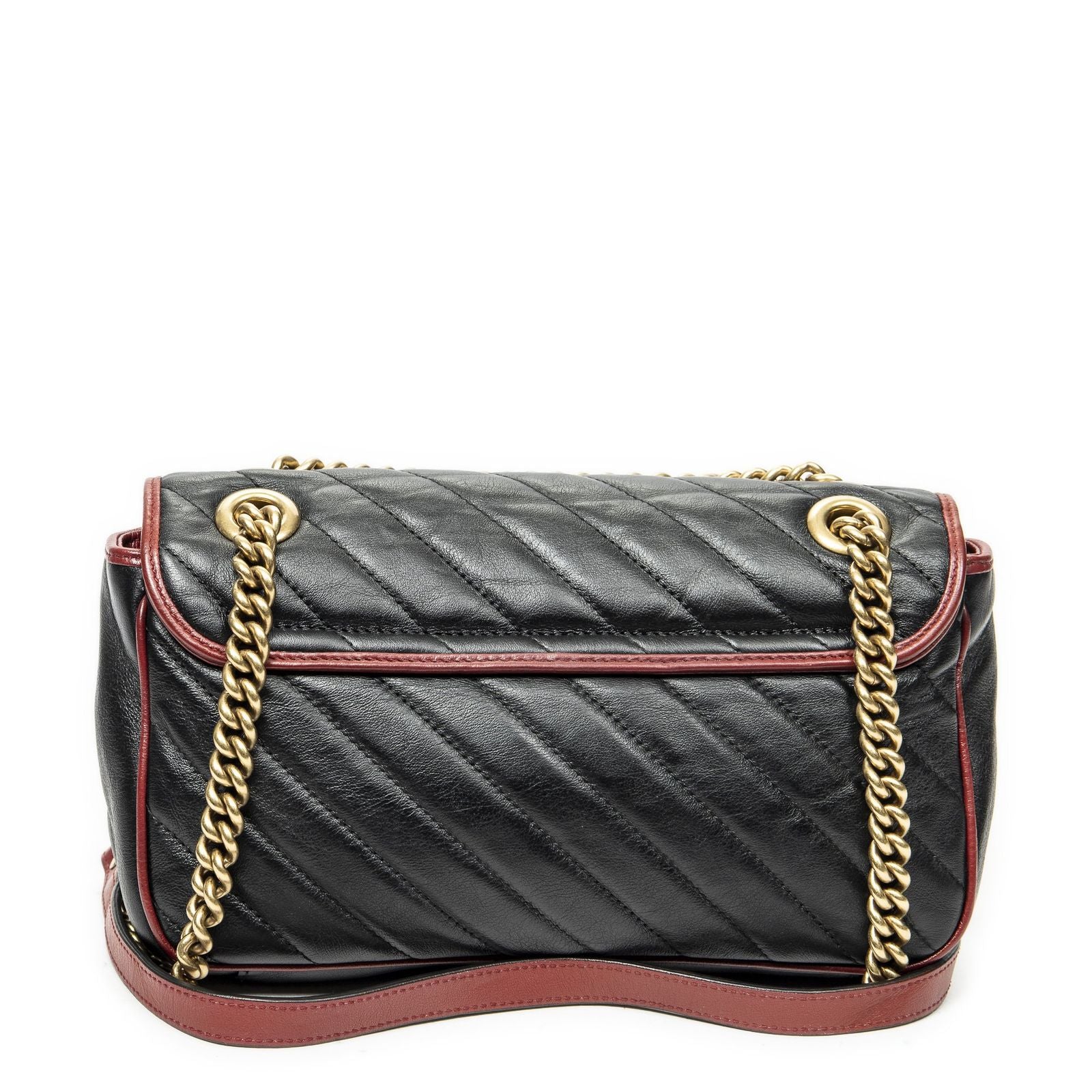 Gucci Small GG Marmont Flap Black Red Matelasse Calfskin — view 5