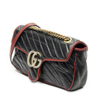 Gucci Small GG Marmont Flap Black Red Matelasse Calfskin — view 2