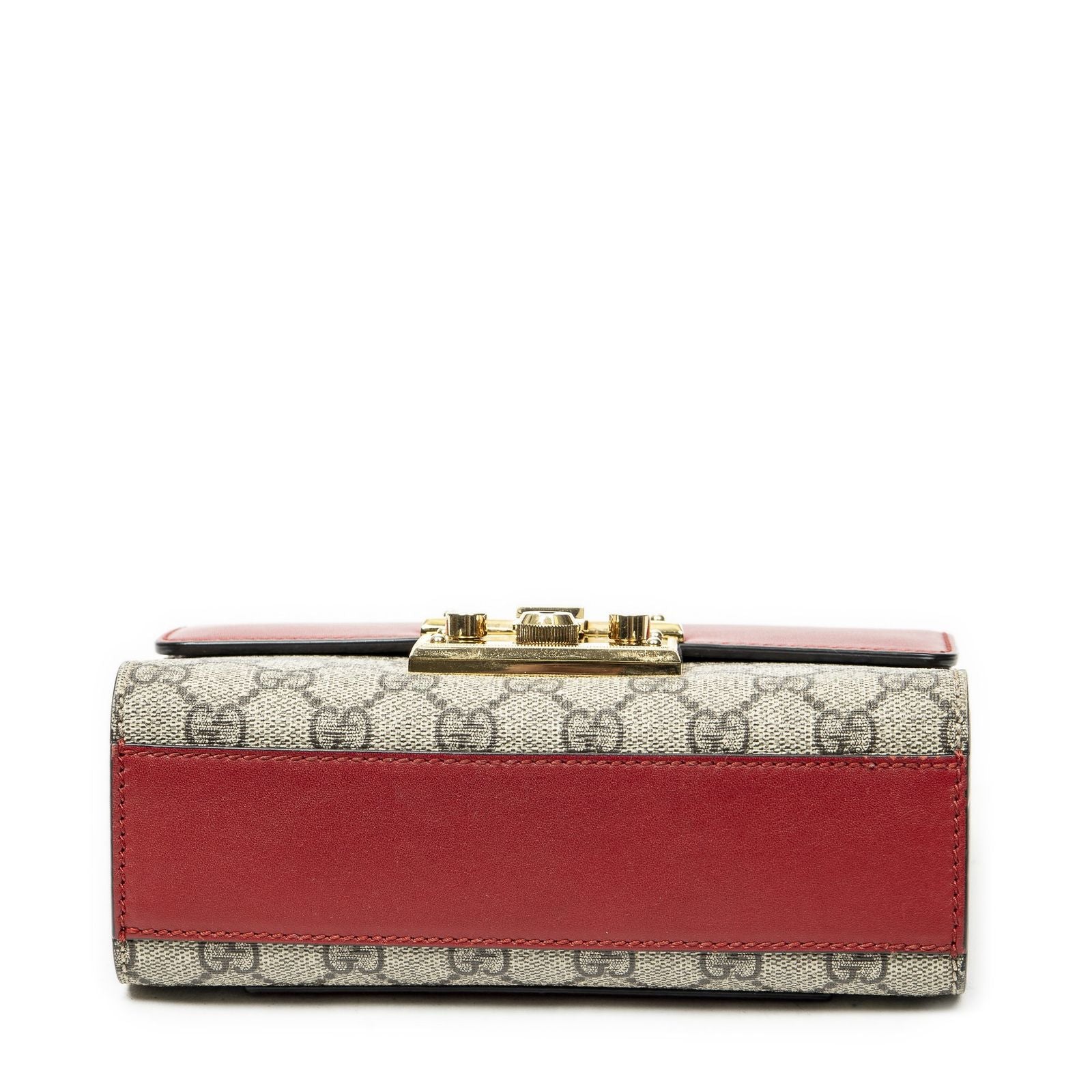 Gucci Small Padlock Chain Crossbody Beige Red Pink Split-m Canvas — view 6