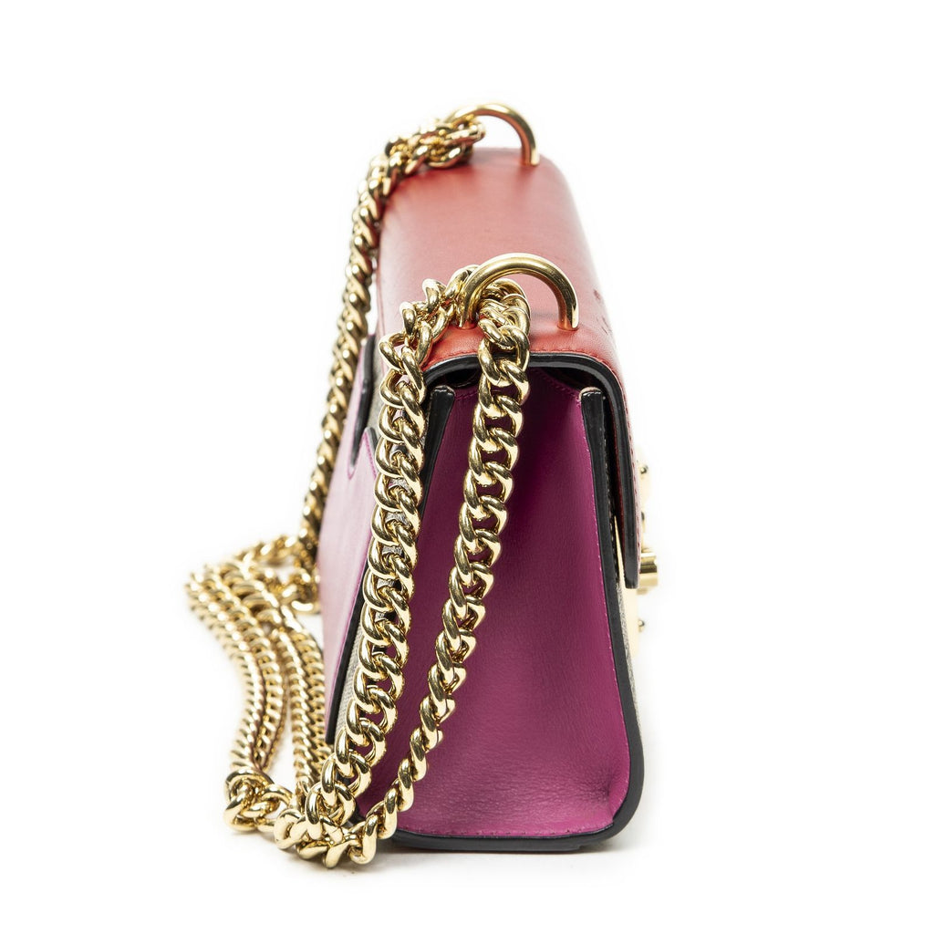Gucci Small Padlock Chain Crossbody Beige Red Pink Split-m Canvas — view 4