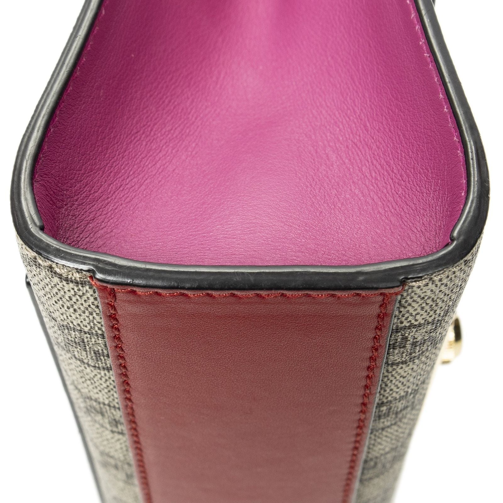 Gucci Small Padlock Chain Crossbody Beige Red Pink Split-m Canvas — view 7