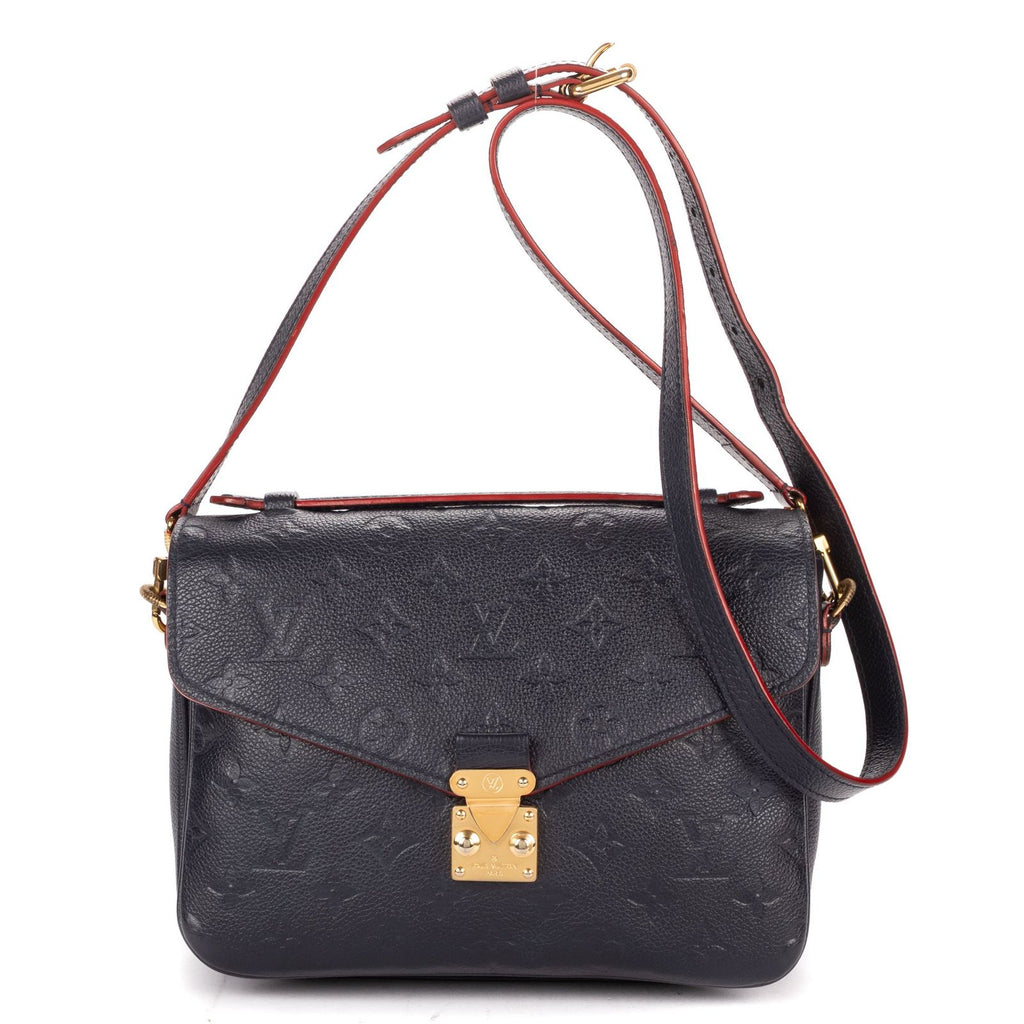 Louis Vuitton Pochette Metis Navy Red Monogram Emplainte Leather Handbag