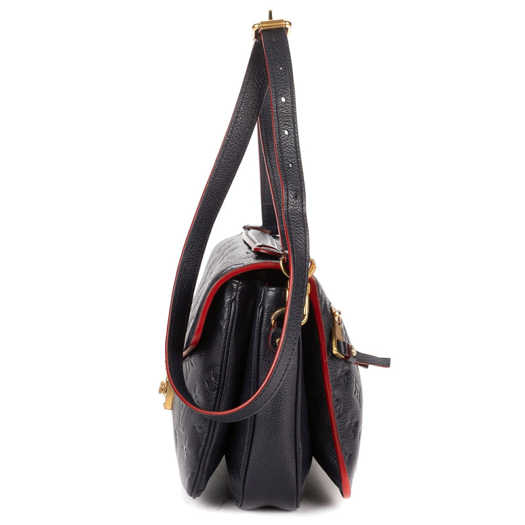 Louis Vuitton Pochette Metis Navy Red Monogram Emplainte Leather Handbag — view 3