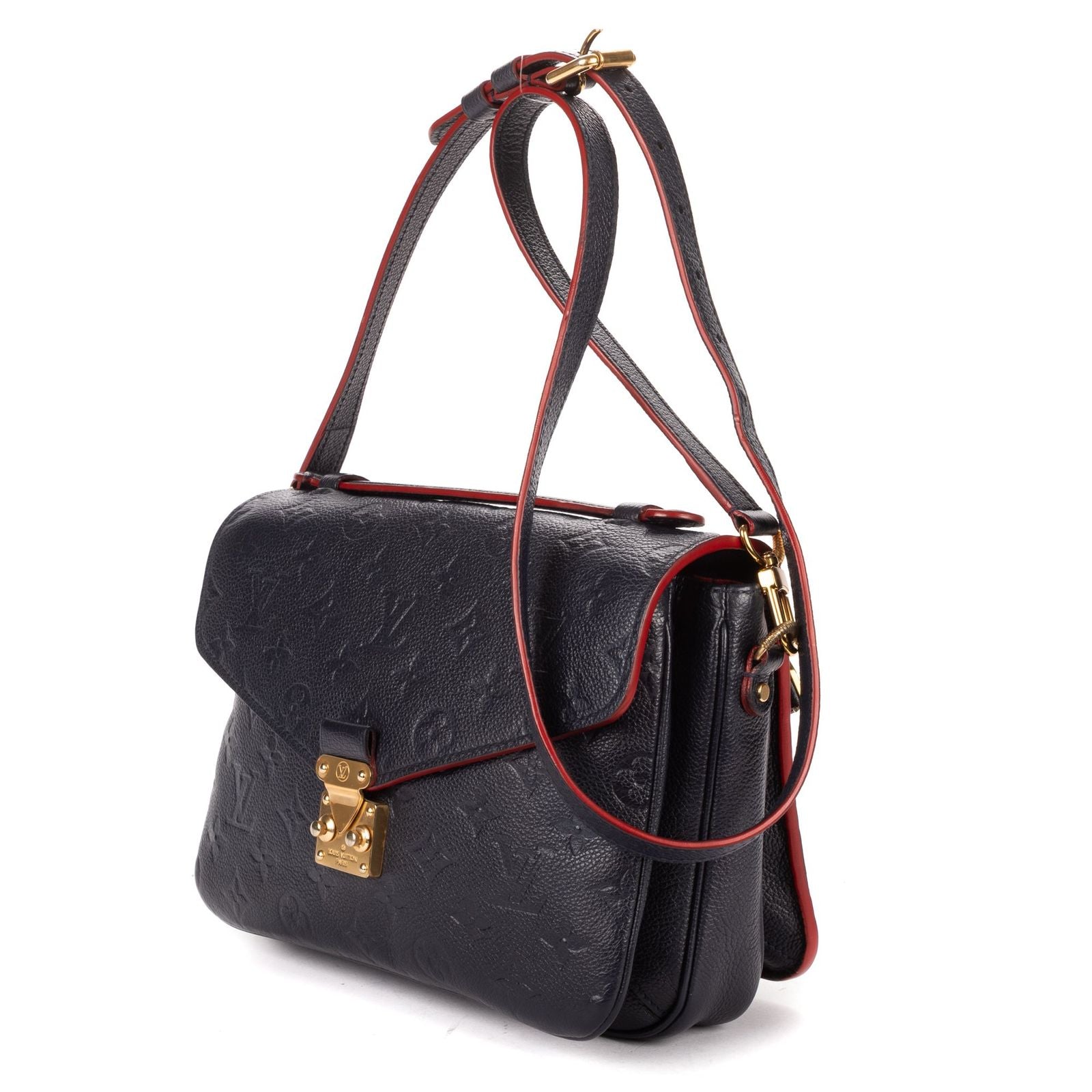 Louis Vuitton Pochette Metis Navy Red Monogram Emplainte Leather Handbag — view 2