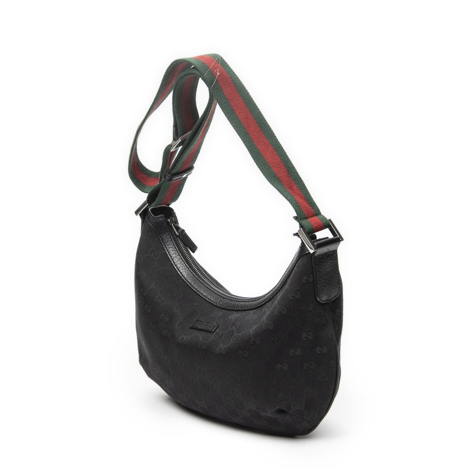 Gucci Half Moon Zip Messenger Black GG Canvas — view 2