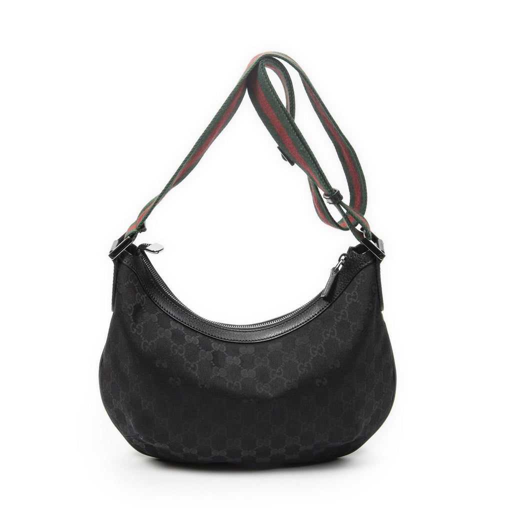 Gucci Half Moon Zip Messenger Black GG Canvas — view 5