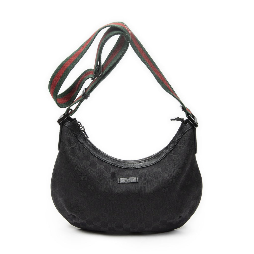 Gucci Half Moon Zip Messenger Black GG Canvas