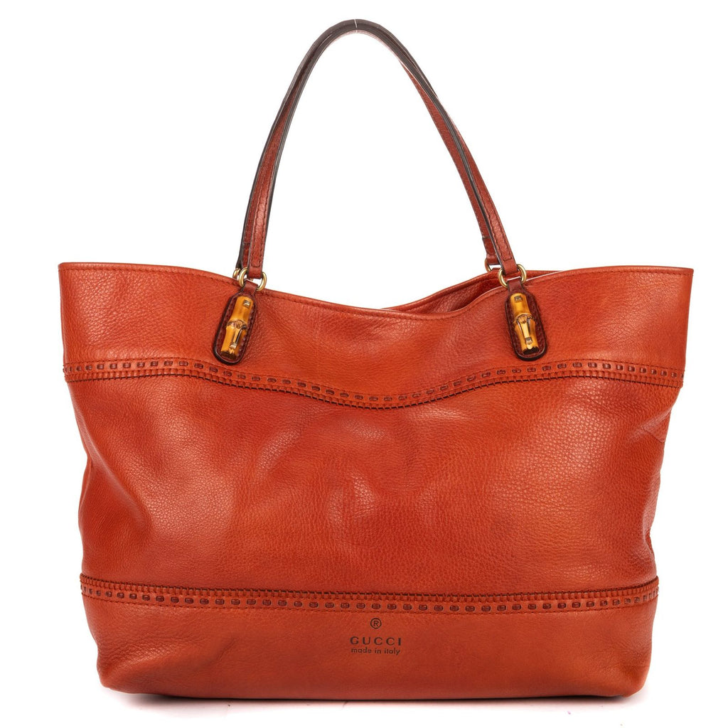 Gucci Raid Back Crafty Tote Orange Grain Calf Skin Leather — view 5