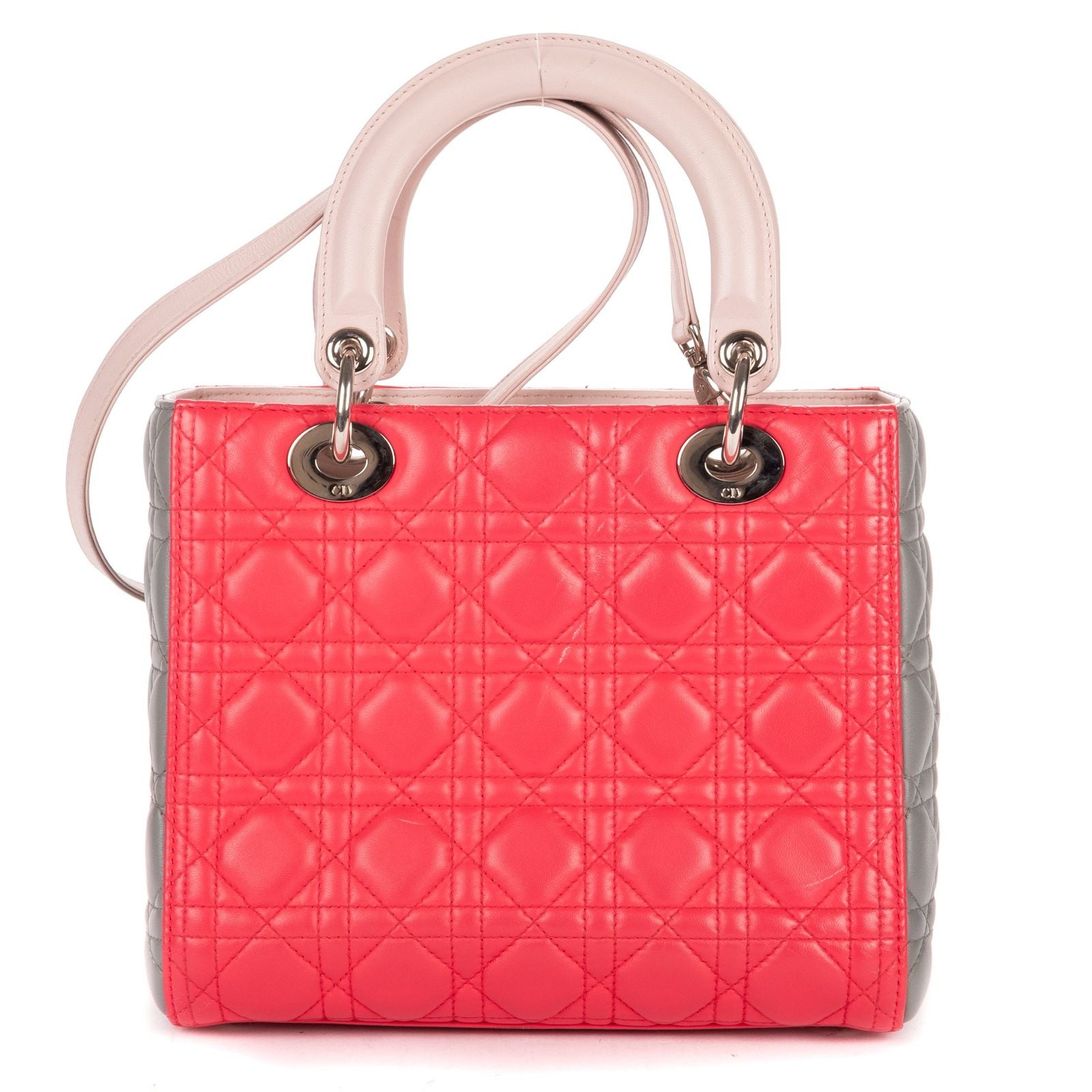 Dior Lady Dio le Zip Fuchsia Light Pink Gray Kana the Lambskin Leather Shoulder — view 5
