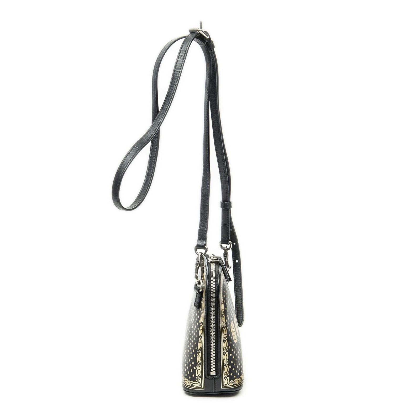Gucci Mini Guccy Dome Crossbody Black Logo Stars Printed Leathera — view 4