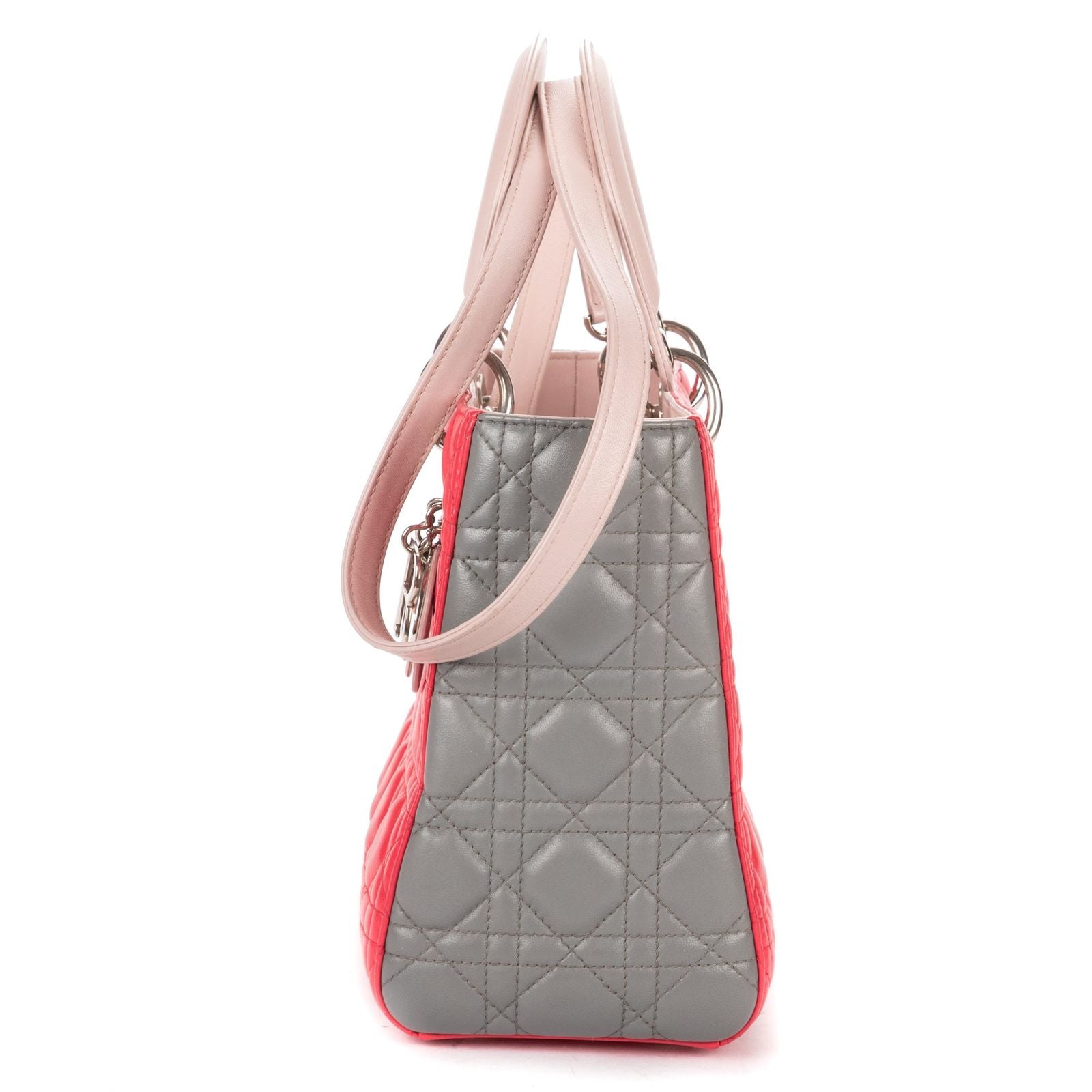Dior Lady Dio le Zip Fuchsia Light Pink Gray Kana the Lambskin Leather Shoulder — view 3