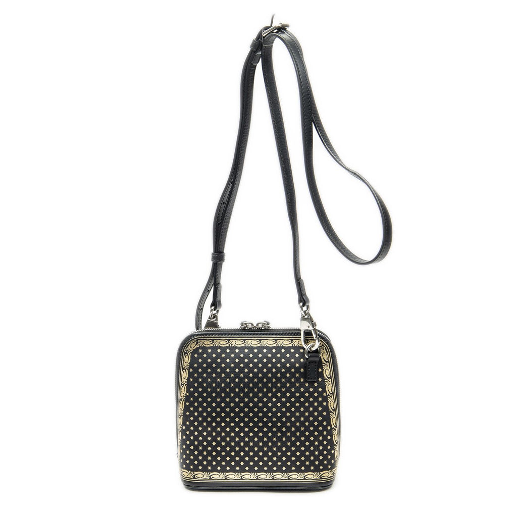 Gucci Mini Guccy Dome Crossbody Black Logo Stars Printed Leathera — view 5