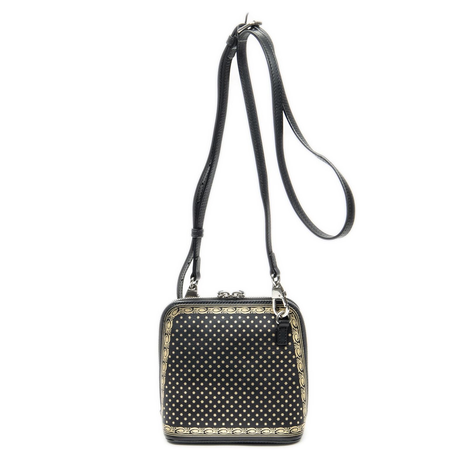 Gucci Mini Guccy Dome Crossbody Black Logo Stars Printed Leathera — view 5