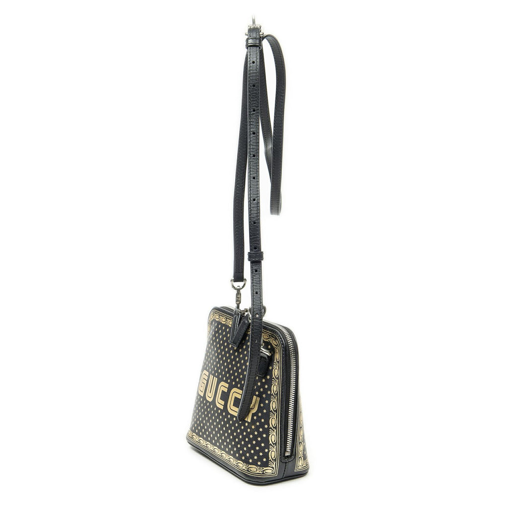 Gucci Mini Guccy Dome Crossbody Black Logo Stars Printed Leathera — view 2
